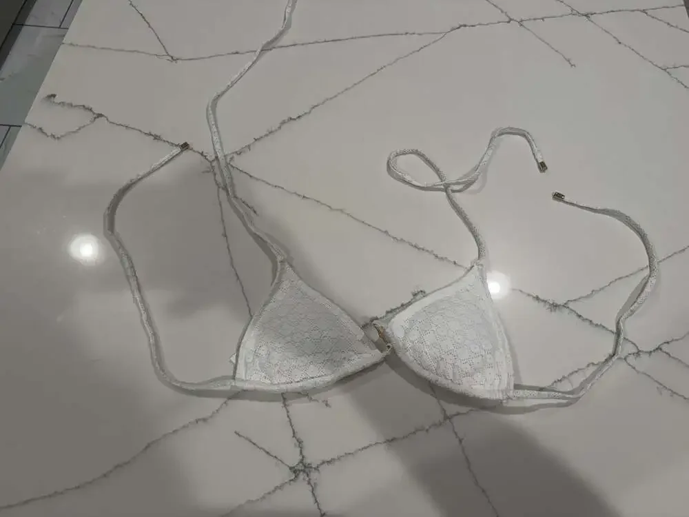 YoungLA Los Angeles Women's White Lace Triangle Bikini Top Model YLAW2075